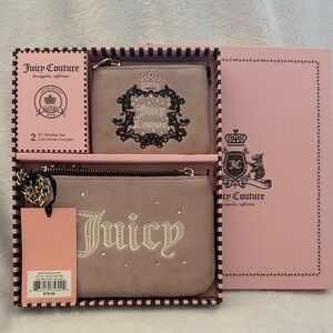 Juicy Couture Dusty Pink Wristlet and Coin Purse Set with Gold Accents